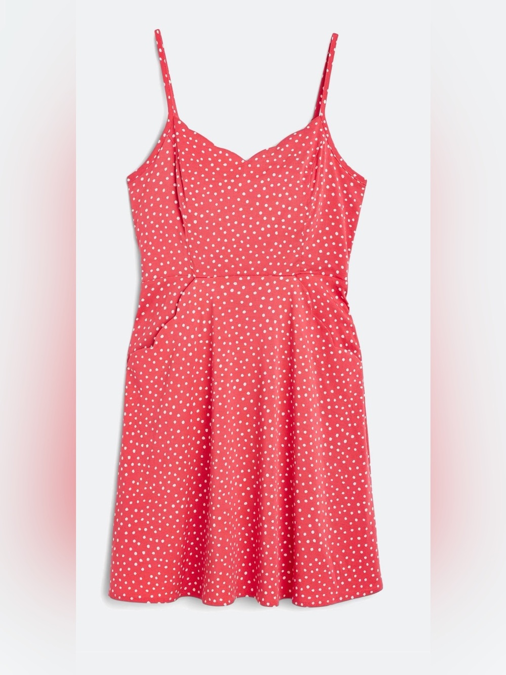 41 Hawthorn Coral Polka Dot Fit-and-Flare Midi Dress